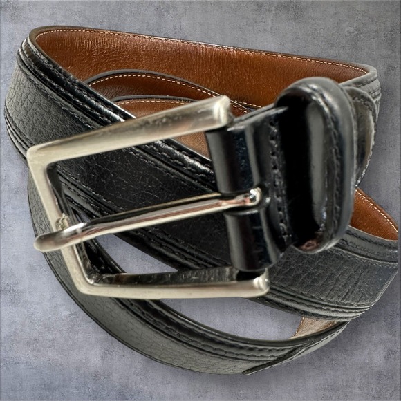 Johnston Murphy Size 38‎ Black Leather Belt 75-70040 - Picture 2 of 8